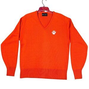 Pine State V-Neck Sweater Clemson Tigers Paw Logo Men XL Orange